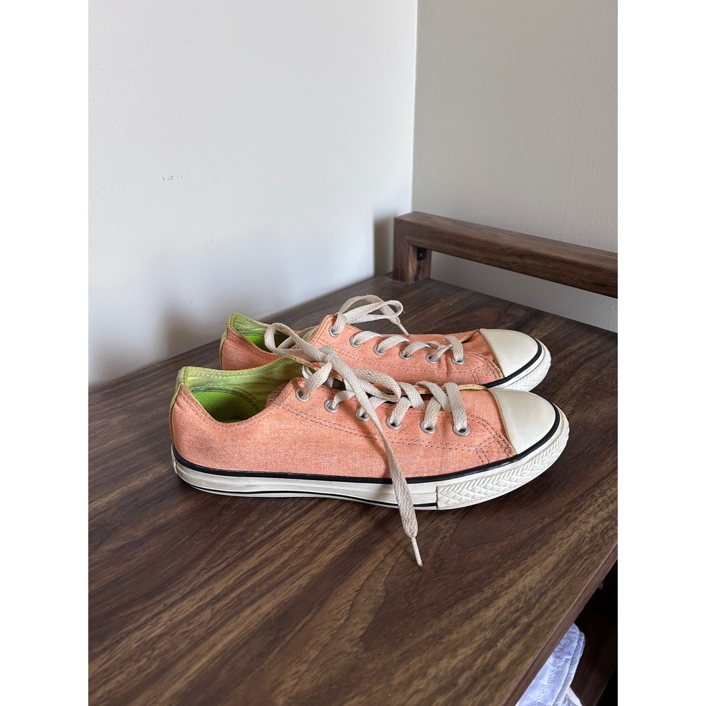 Converse Chuck Taylor All Star Low Top Orange Lime Green Sneakers kid 5/ women 7